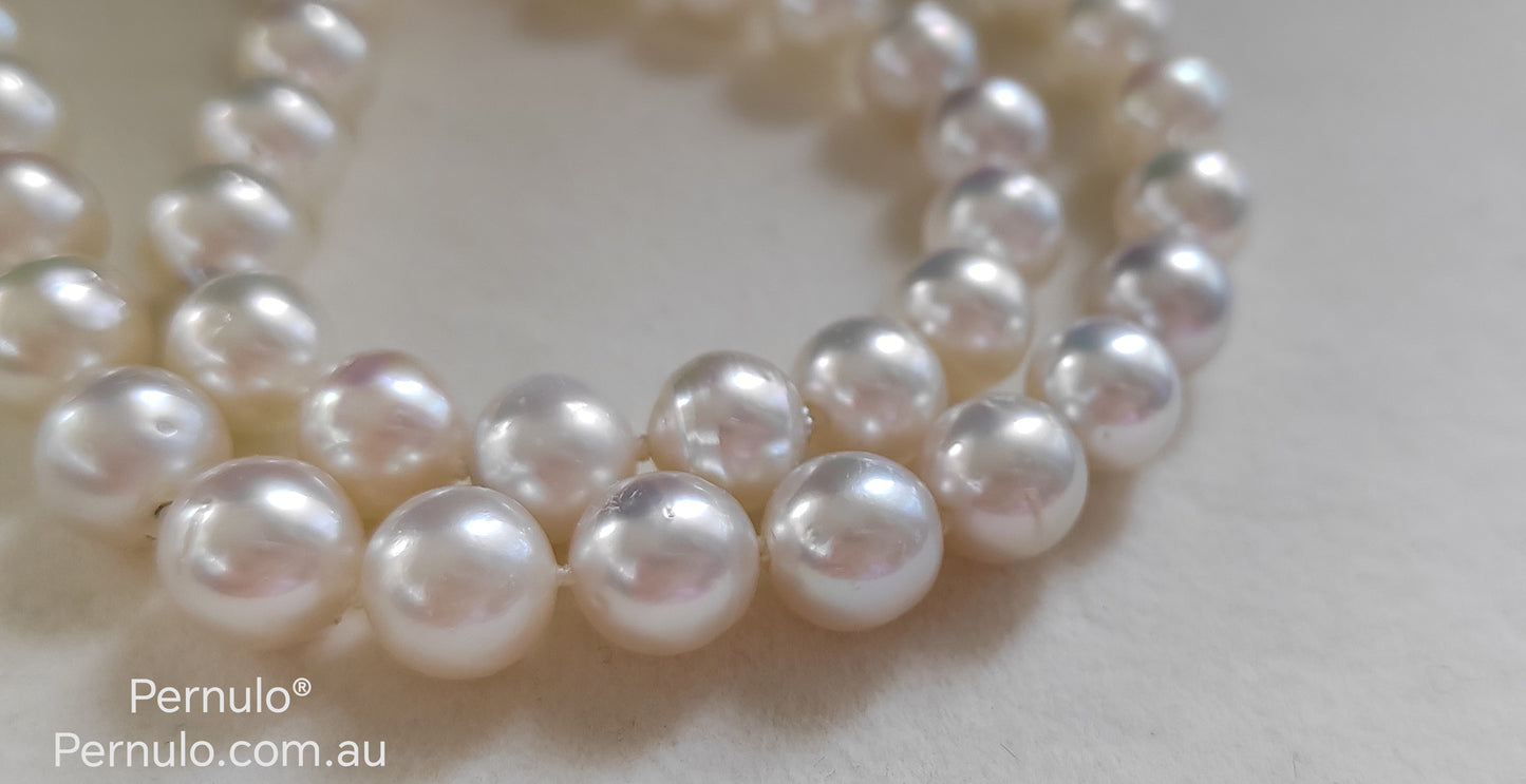 8-10mm Genuine Broome south Sea white pearls classic 14k necklace