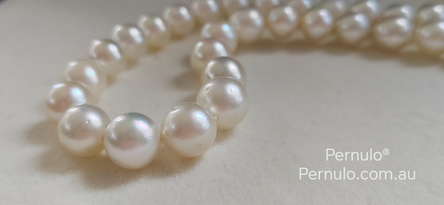 8-10mm Genuine Broome south Sea white pearls classic 14k necklace