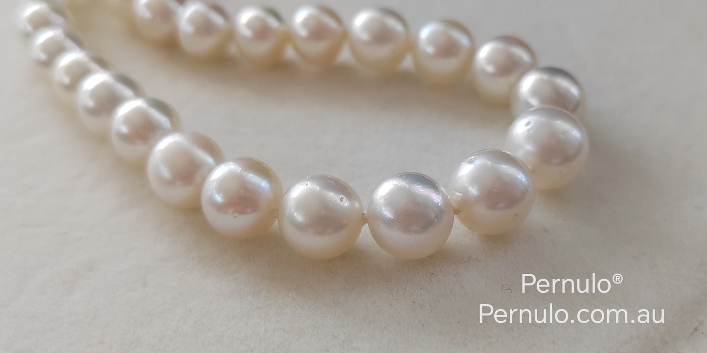 8-10mm Genuine Broome south Sea white pearls classic 14k necklace