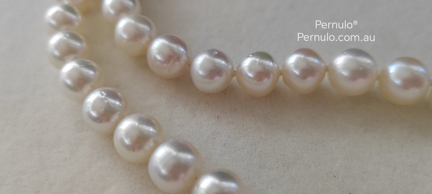 8-10mm Genuine Broome south Sea white pearls classic 14k necklace