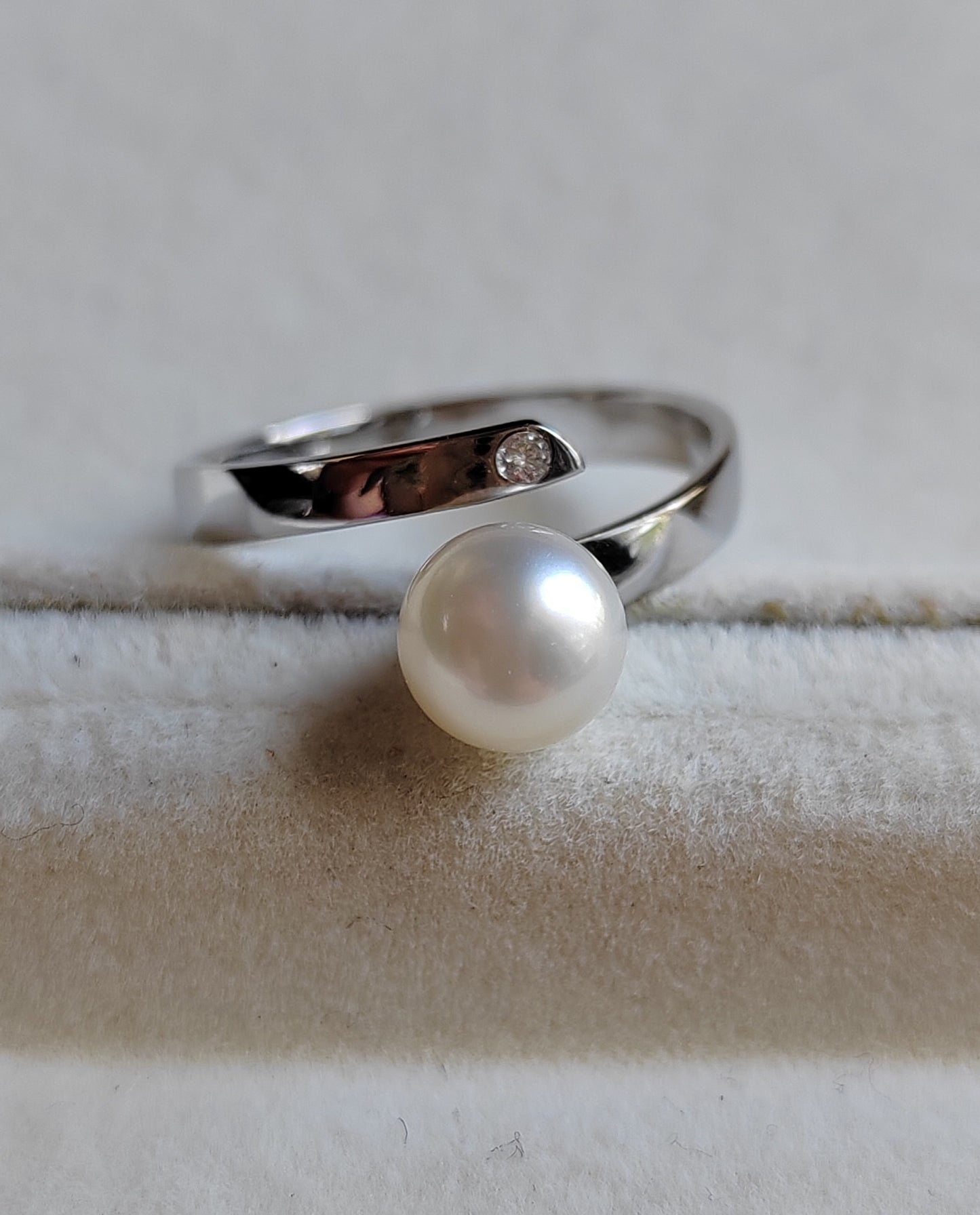 6.8mm Genuine akoya pearl elegant ring