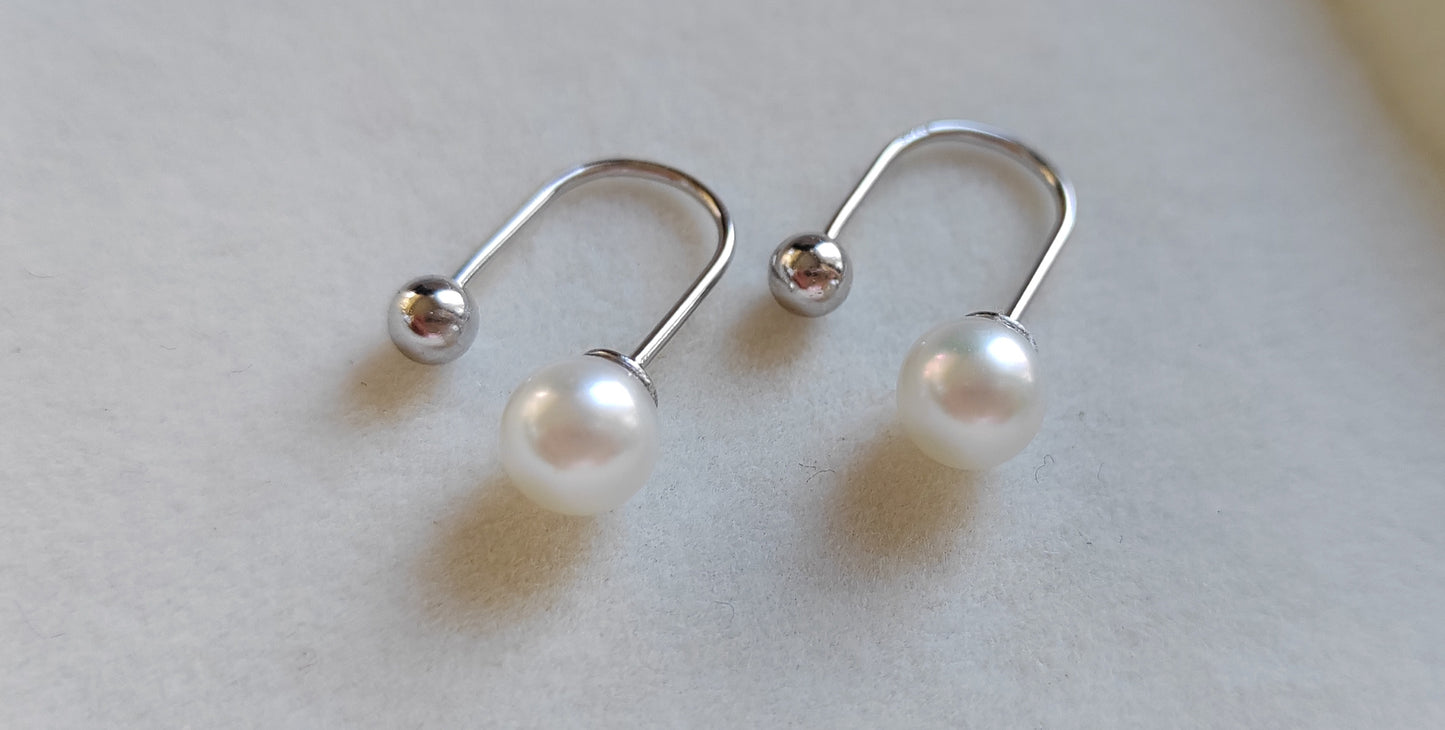 6.7mm Genuine akoya round pearls classic earrings