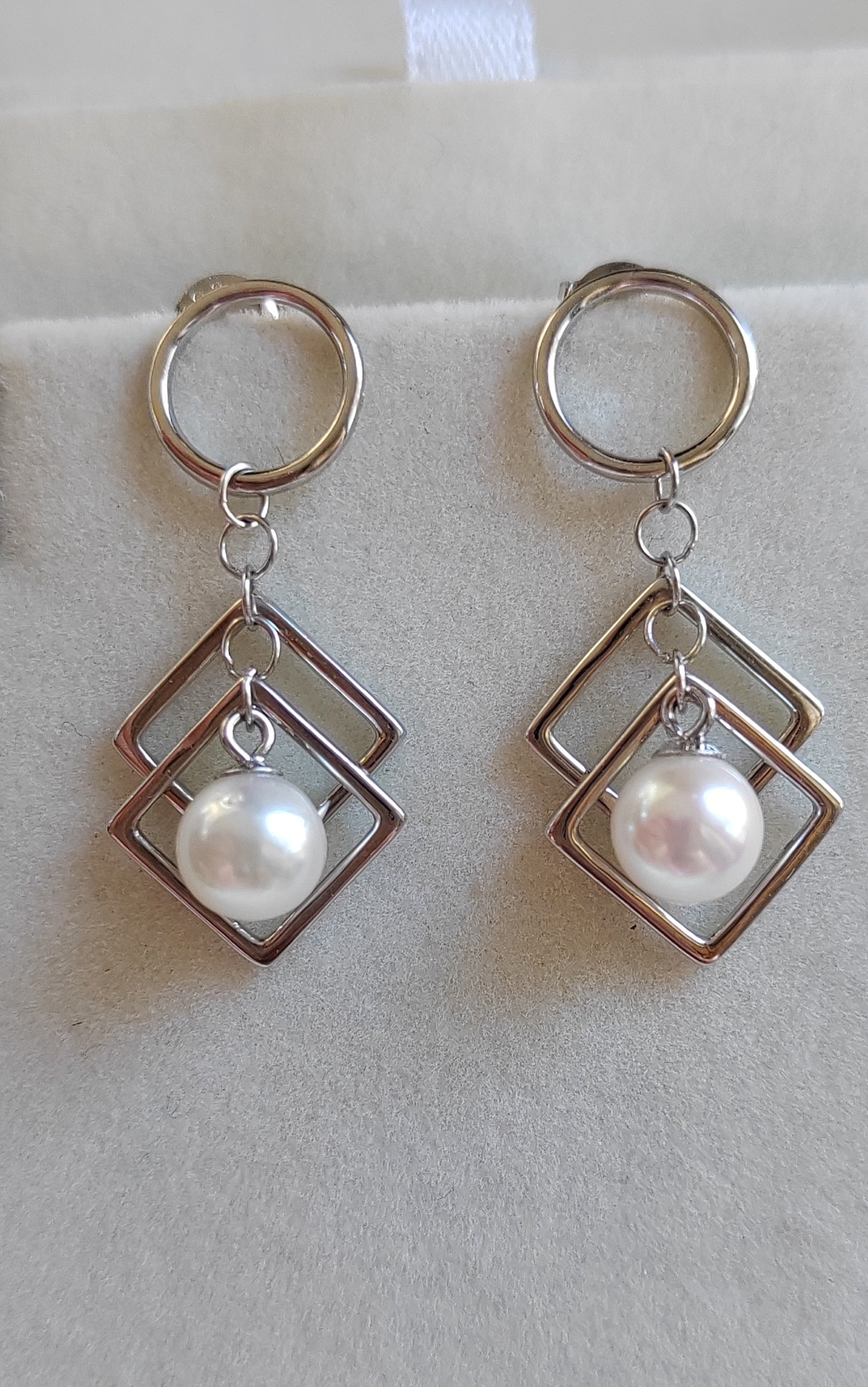 6.3mm genuine akoya round pearls classic dangle earrings