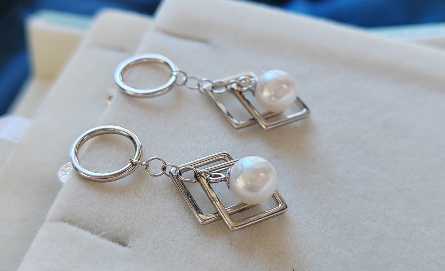 6.3mm genuine akoya round pearls classic dangle earrings