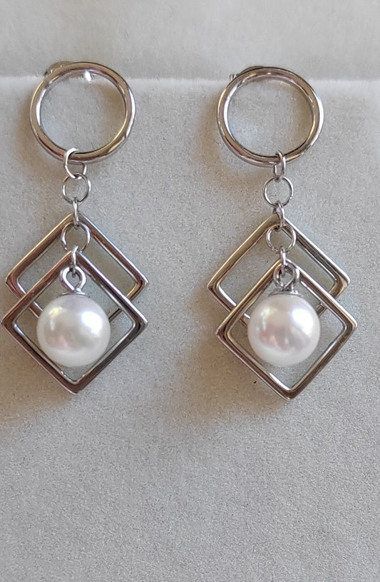 6.3mm genuine akoya round pearls classic dangle earrings