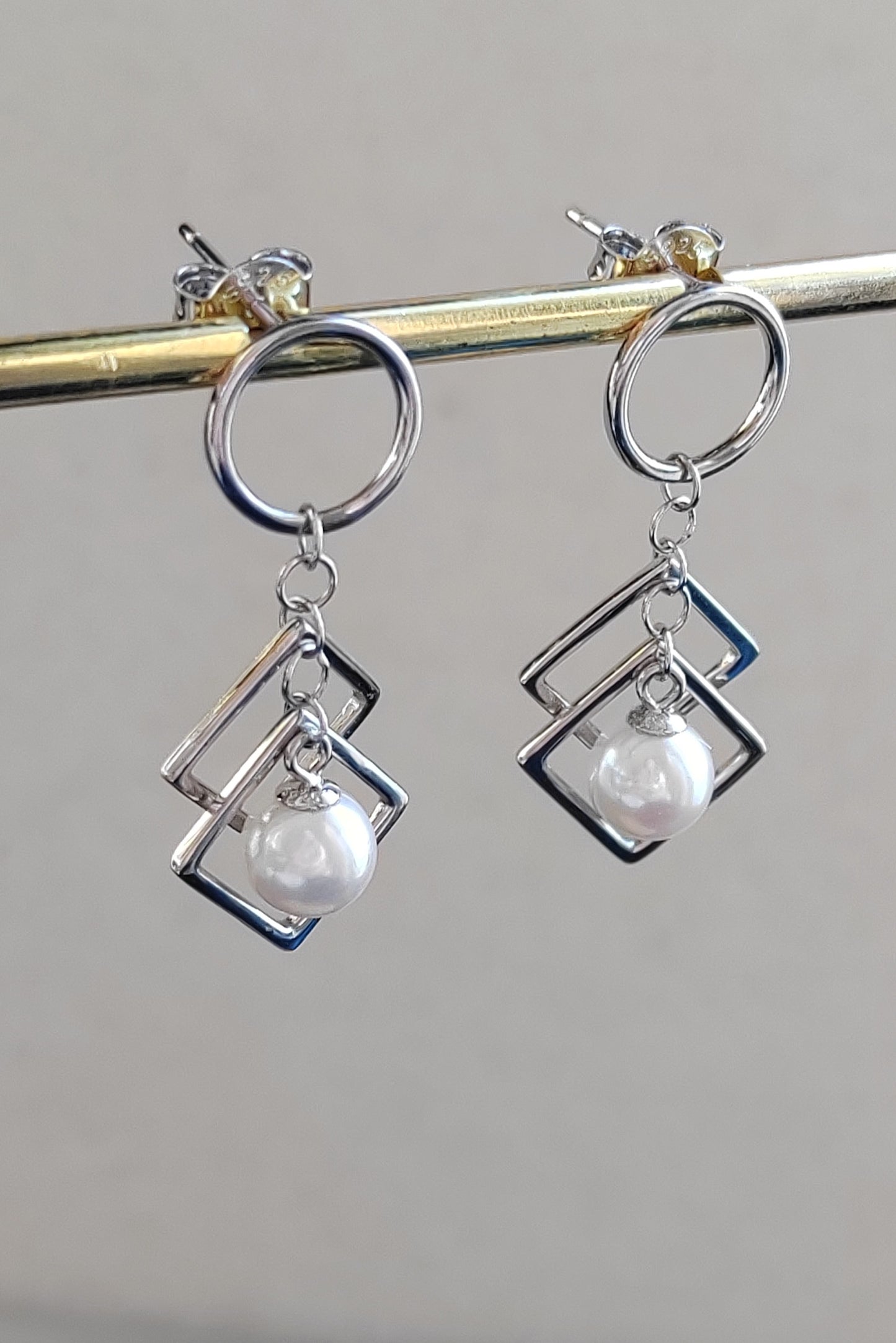 6.3mm genuine akoya round pearls classic dangle earrings