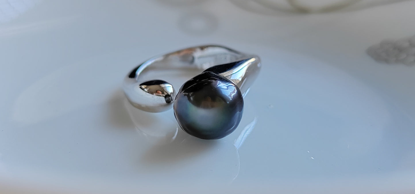 8.9mm Genuine tahitian south sea pearl classic ring