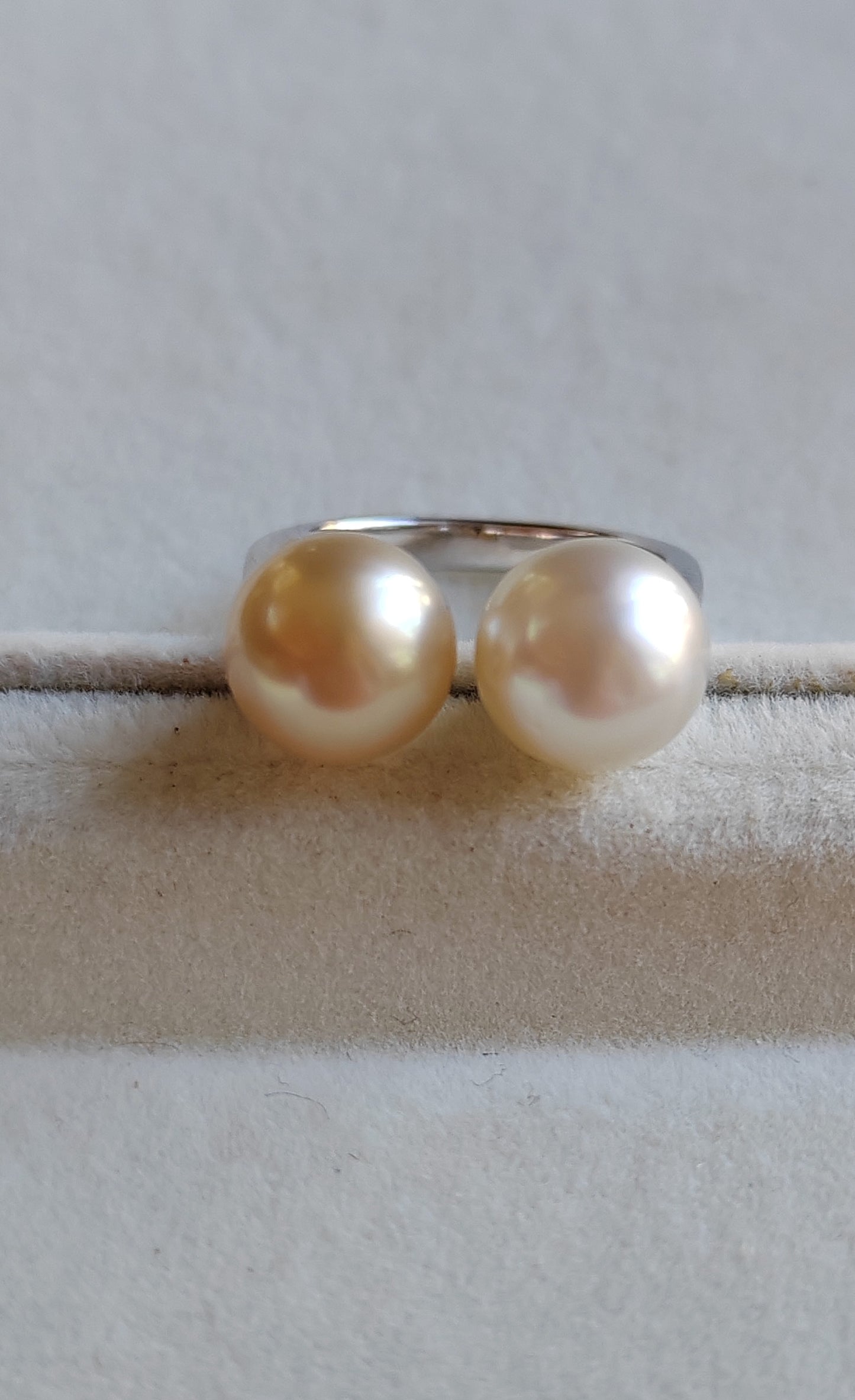 8.8-8.9mm Genuine south sea pearls classic double pearl ring