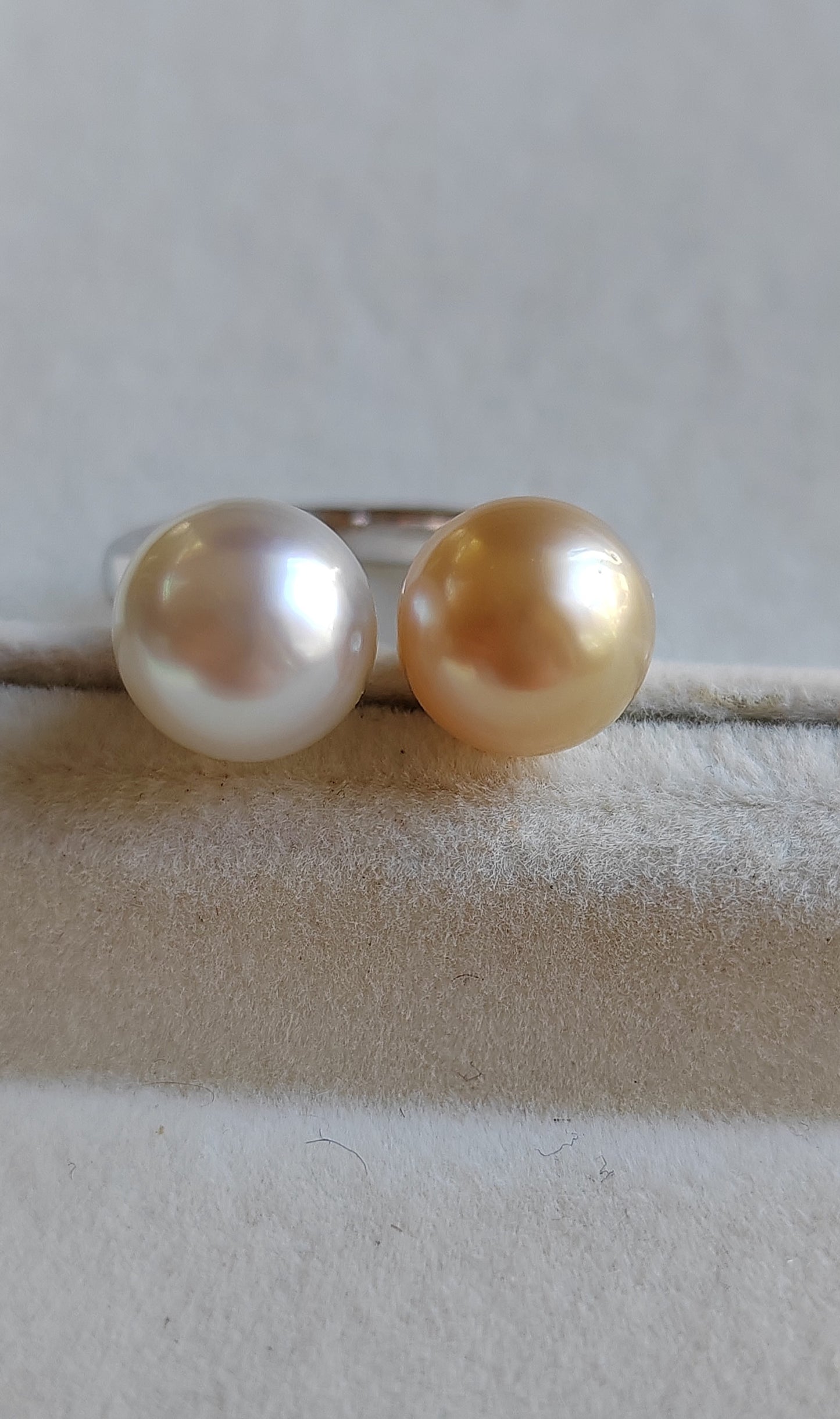 8.8-8.9mm Genuine south sea pearls classic double pearl ring