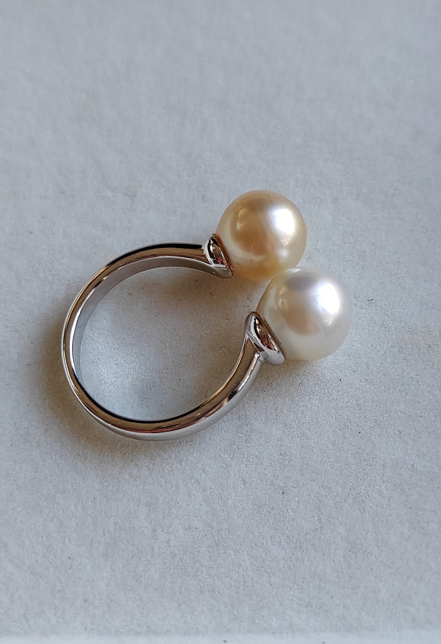 8.8-8.9mm Genuine south sea pearls classic double pearl ring