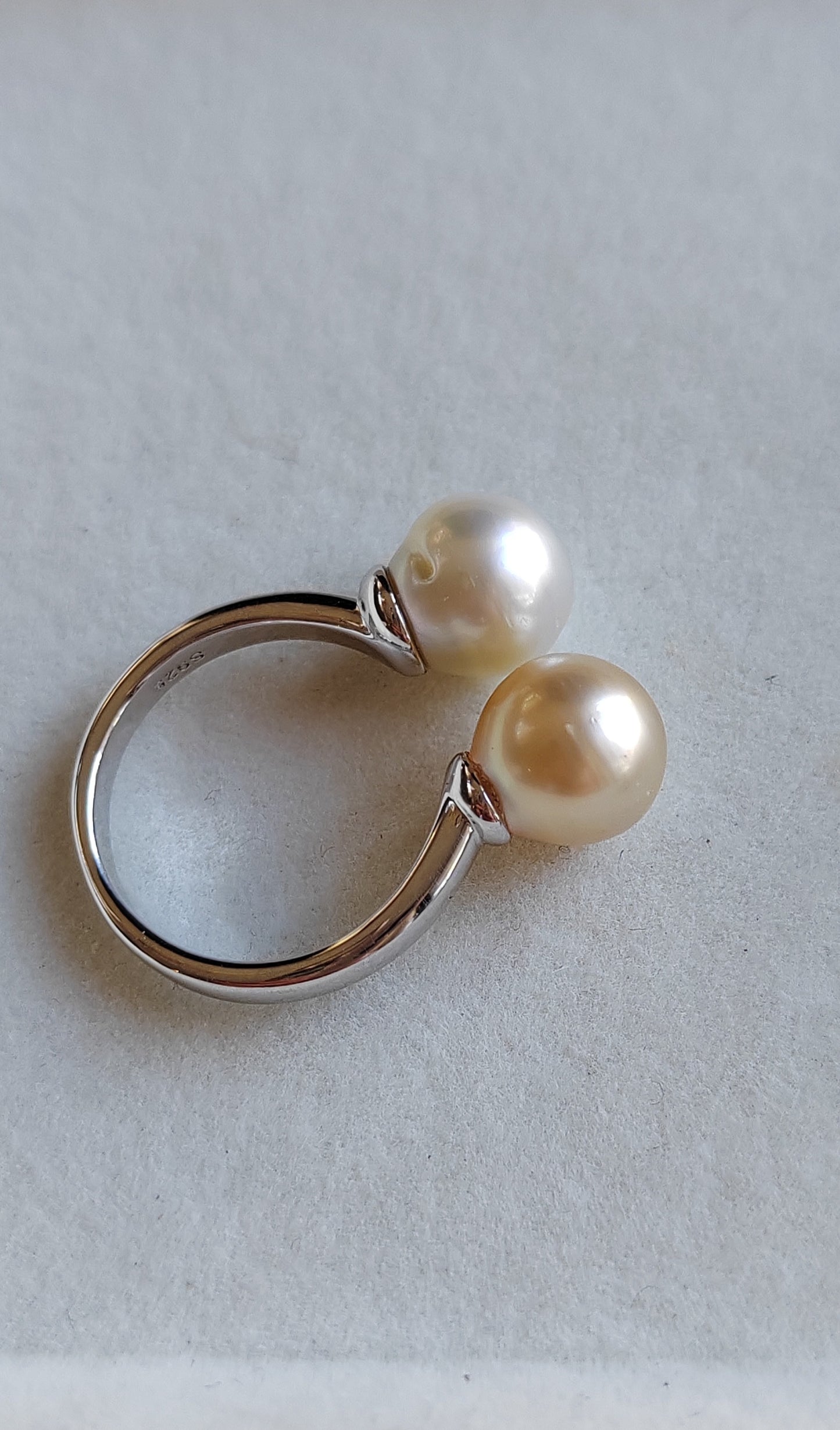 8.8-8.9mm Genuine south sea pearls classic double pearl ring