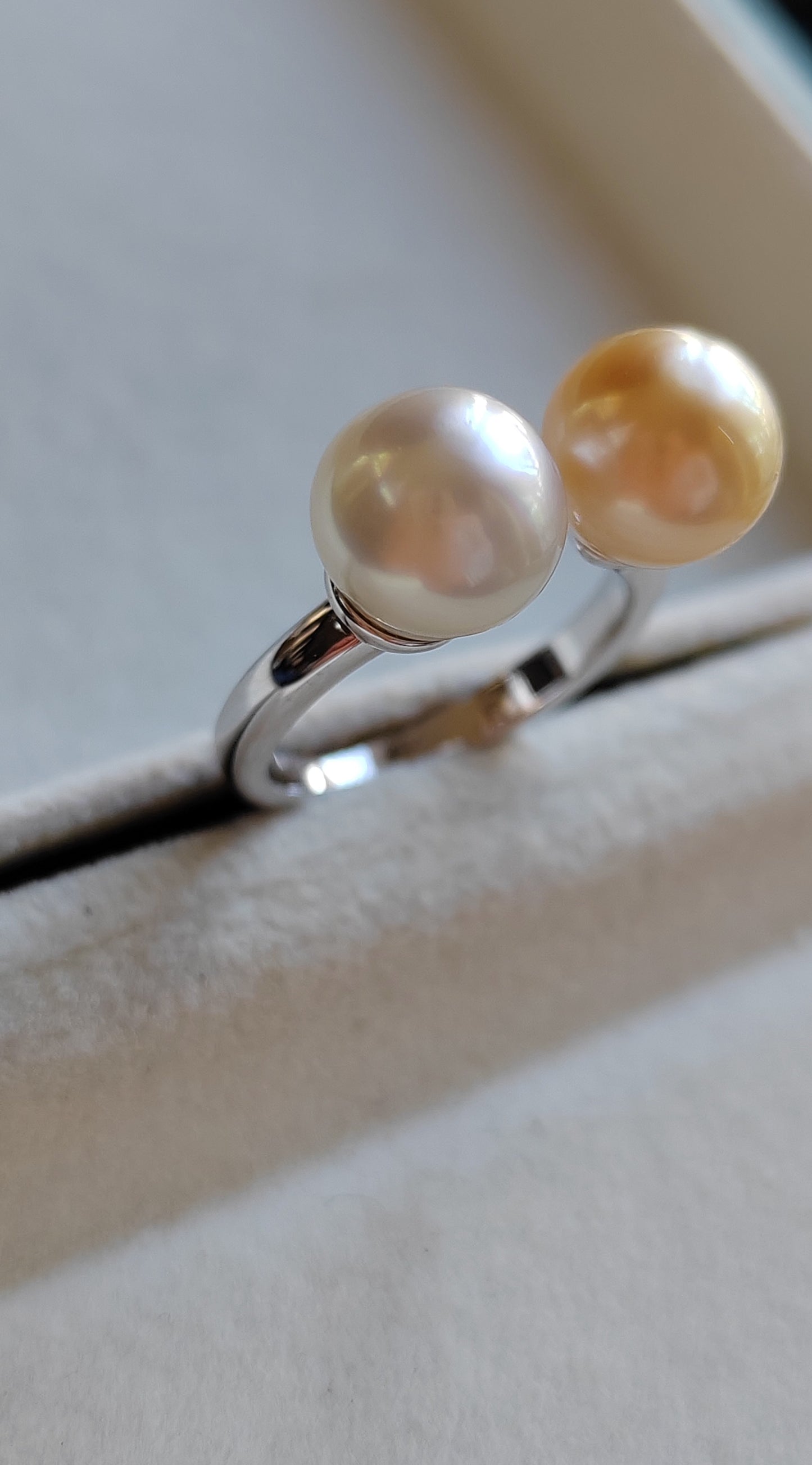 8.8-8.9mm Genuine south sea pearls classic double pearl ring