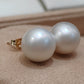 Clearance 12.1mm Genuine south sea white pearls classic 14ct gold earrings