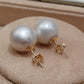 Clearance 12.1mm Genuine south sea white pearls classic 14ct gold earrings