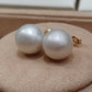 Clearance 12.1mm Genuine south sea white pearls classic 14ct gold earrings