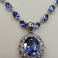 12ct Natural Tanzanite 0.81ct natural brilliant diamonds fine Platinum Pt900 necklace and pendant