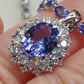 12ct Natural Tanzanite 0.81ct natural brilliant diamonds fine Platinum Pt900 necklace and pendant