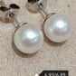 6.9mm AA+Genuine akoya round pearls classic earrings studs sterling silver