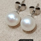 6.9mm AA+Genuine akoya round pearls classic earrings studs sterling silver