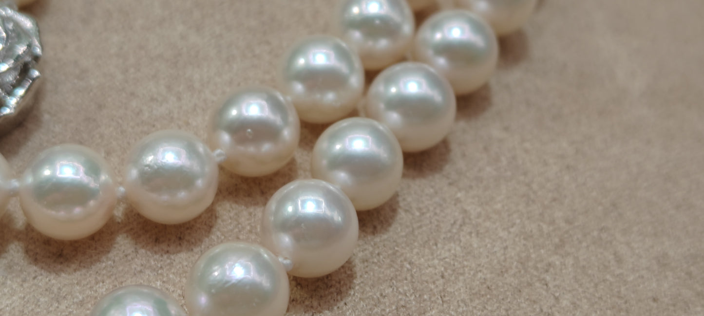 6.4-6.8mm AA Genuine akoya round pearls classic necklace 46cm