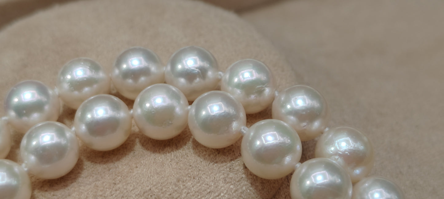 6.4-6.8mm AA Genuine akoya round pearls classic necklace 46cm