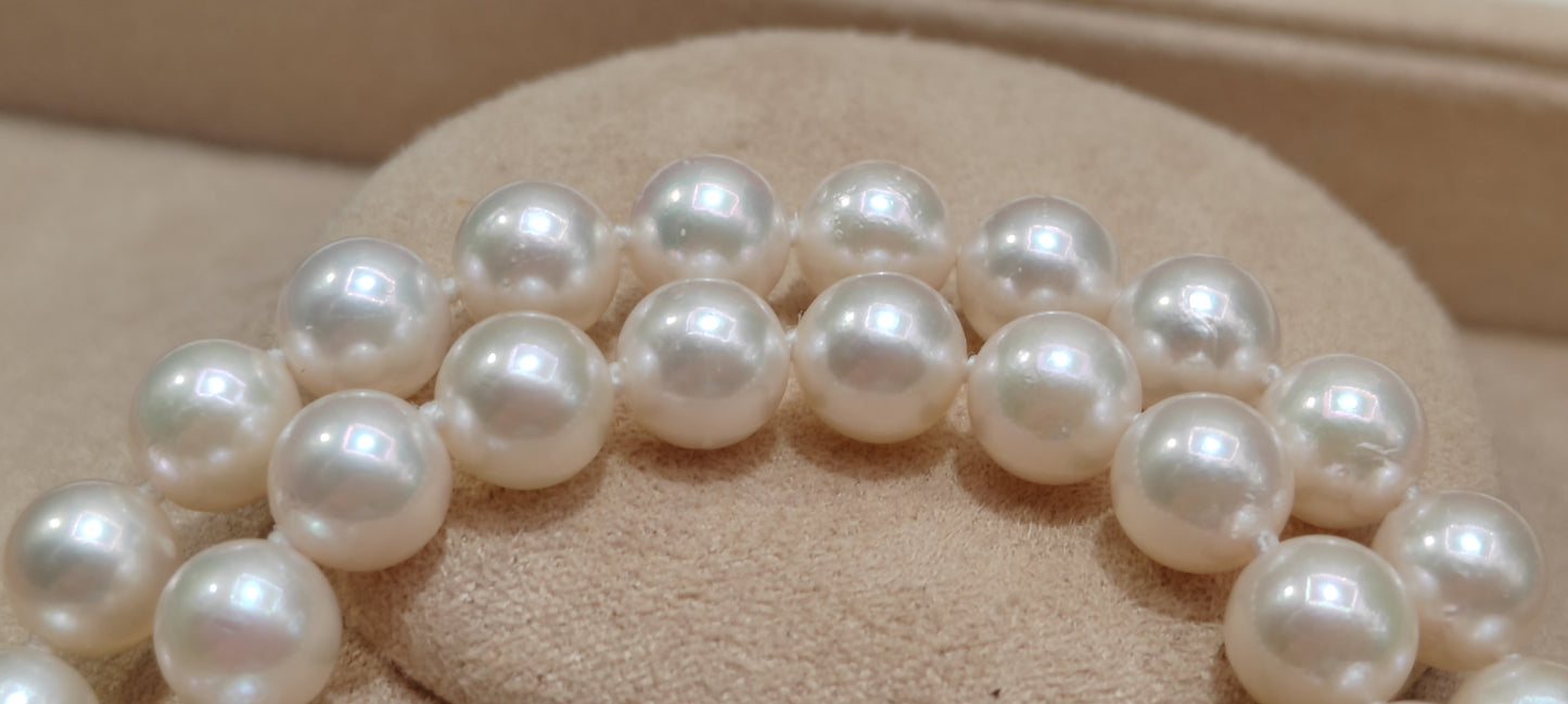 6.4-6.8mm AA Genuine akoya round pearls classic necklace 46cm