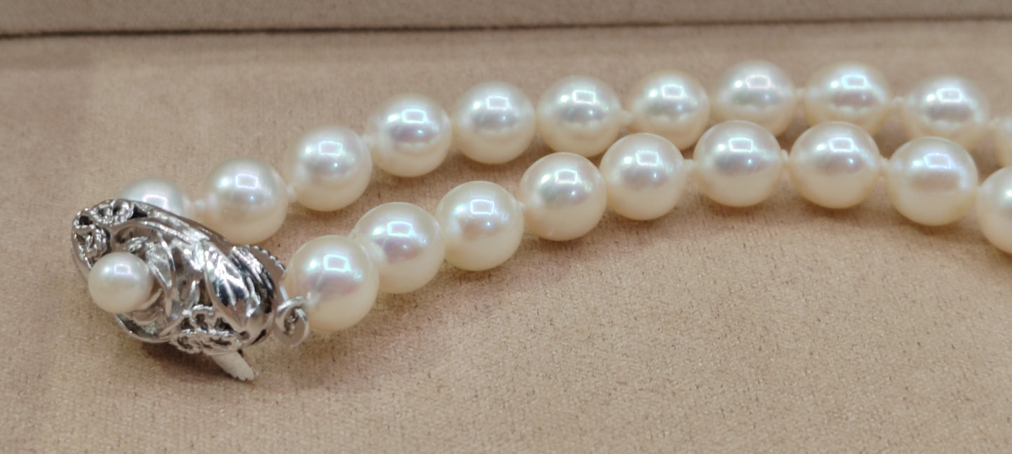 6.5-7mm Genuine akoya pearls classic earrings 46.5cm