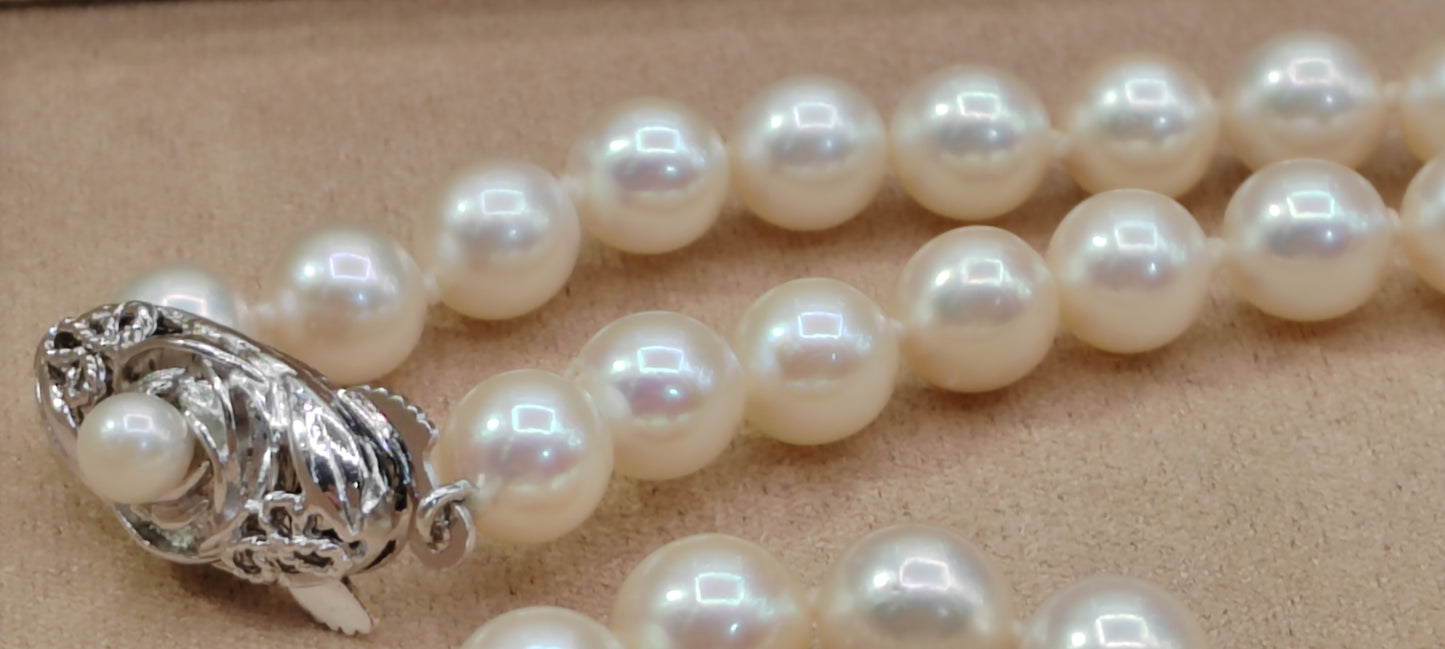 6.5-7mm Genuine akoya pearls classic earrings 46.5cm