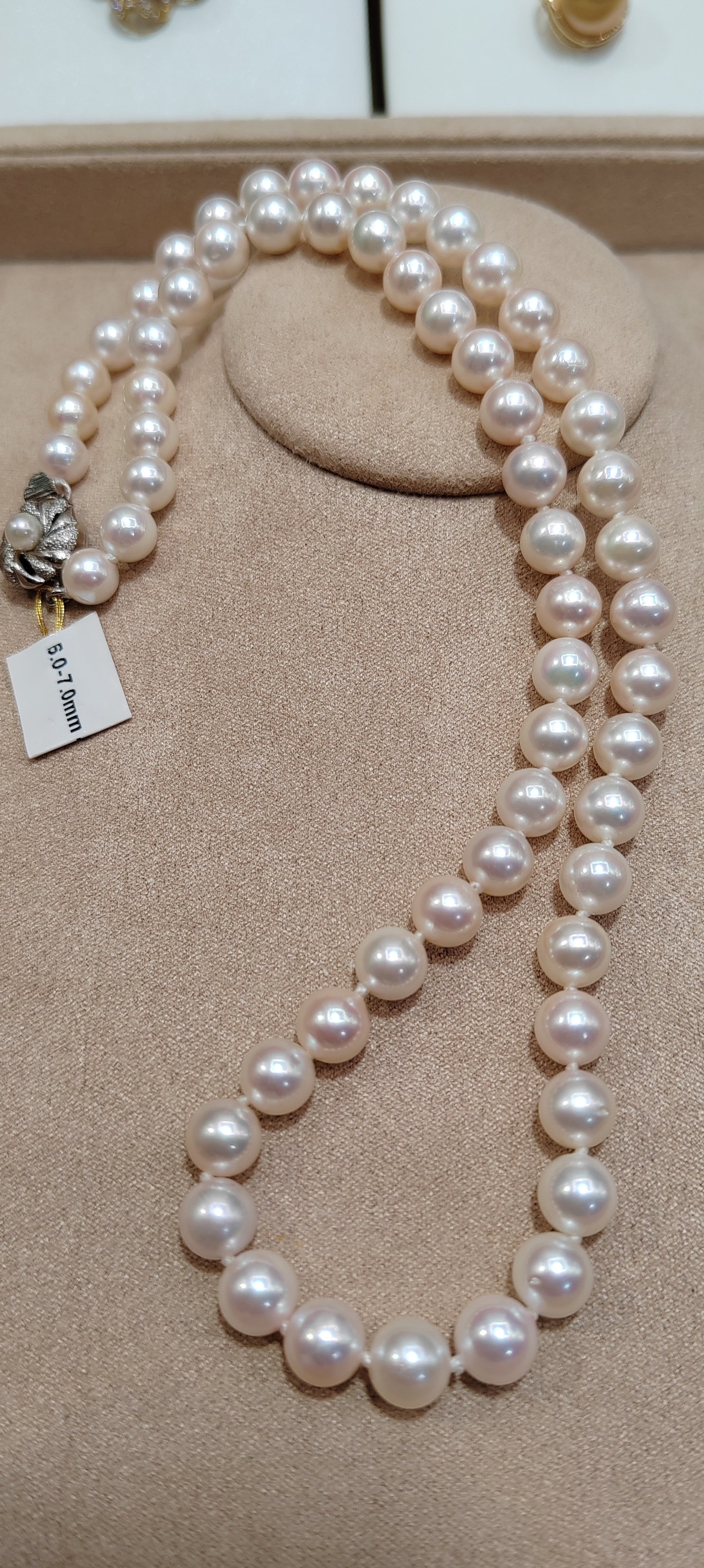 6-7mm AAA Genuine akoya round pearls classic necklace 45.5cm