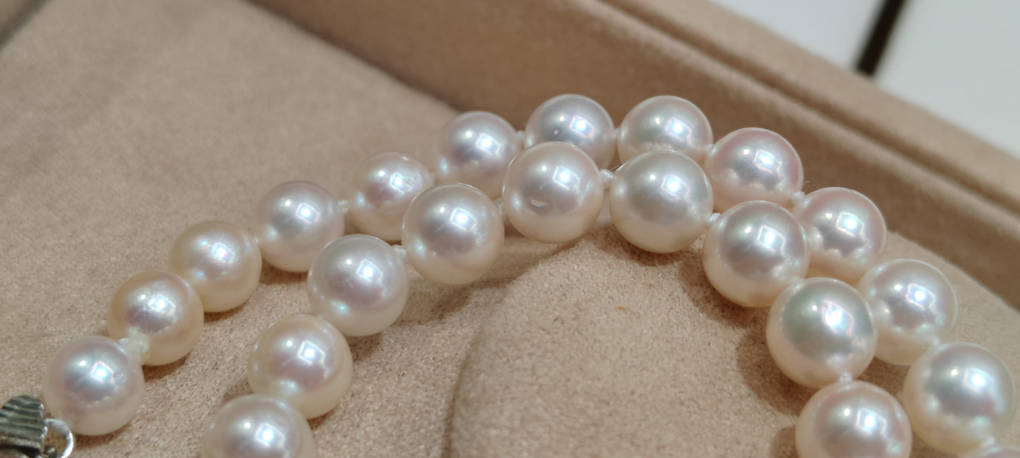 6-7mm AAA Genuine akoya round pearls classic necklace 45.5cm