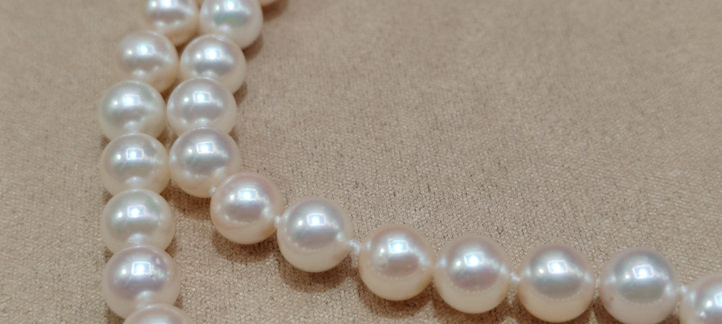 6-7mm AAA Genuine akoya round pearls classic necklace 45.5cm