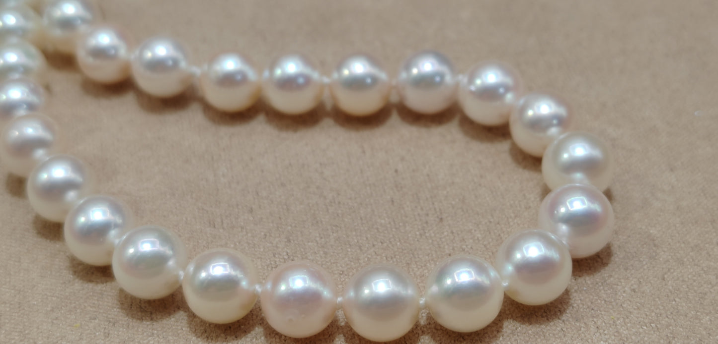 6-7mm AAA Genuine akoya round pearls classic necklace 45.5cm