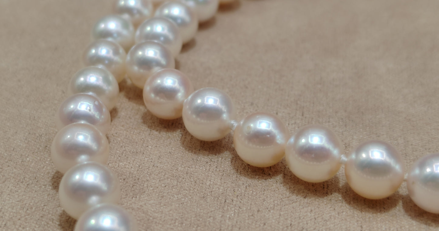 6-7mm AAA Genuine akoya round pearls classic necklace 45.5cm