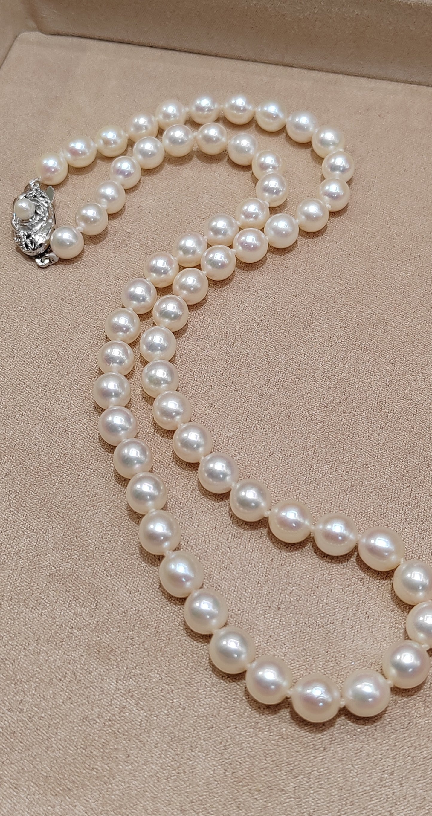 6.5-7mm Genuine akoya pearls classic earrings 46.5cm