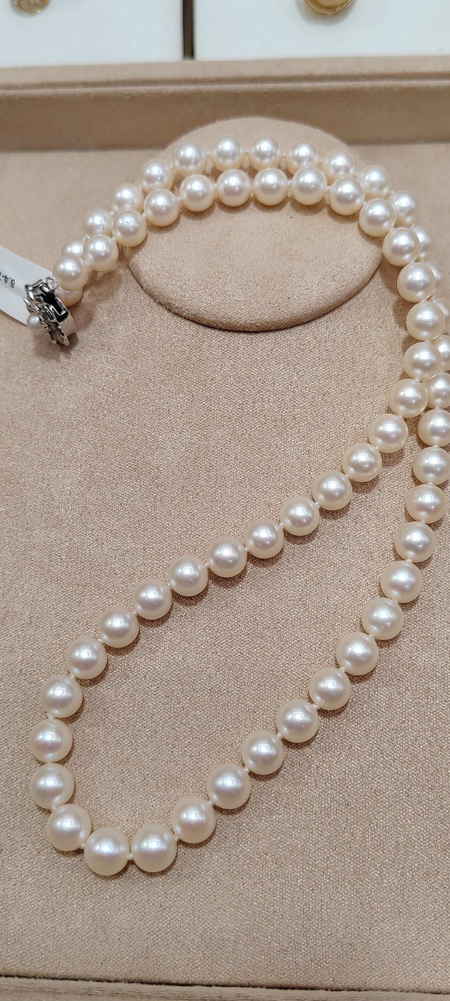 6.4-7mm AAA Genuine akoya round pearls classic necklace 45.5cm