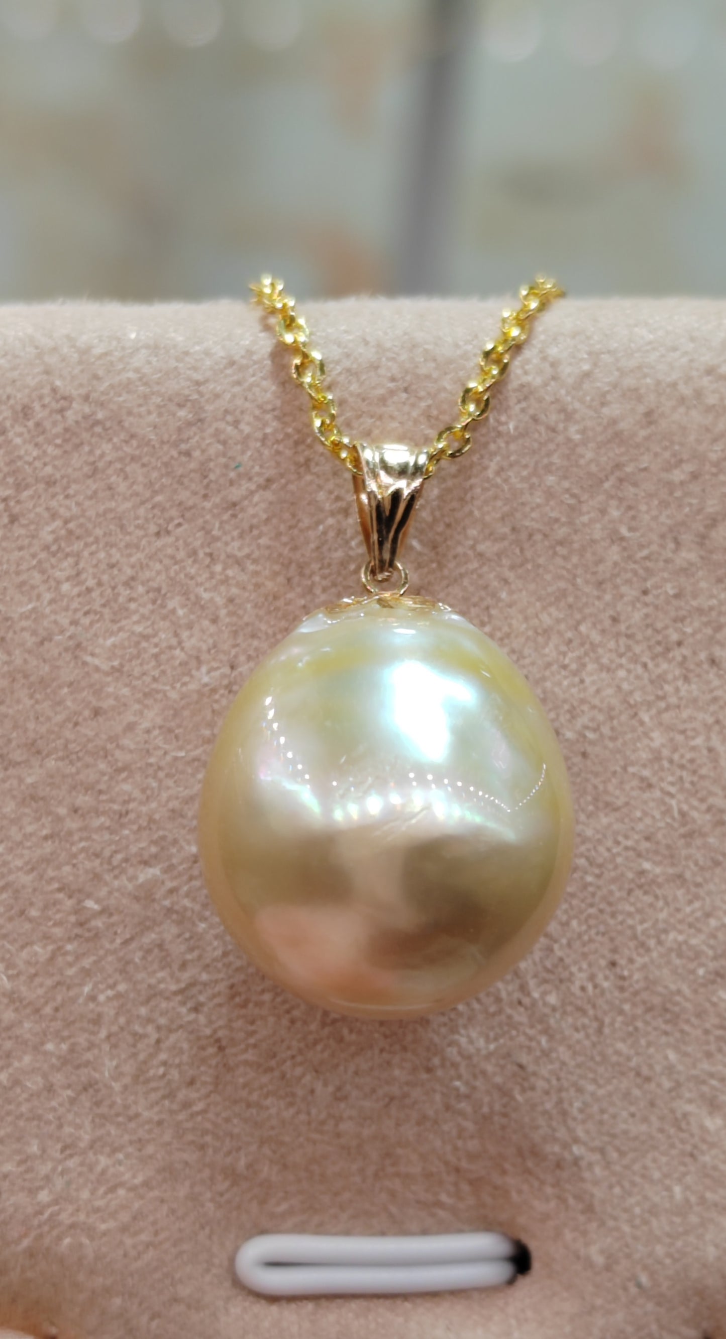 18ct gold classic pendant genuine golden south sea pearl 14.8x17mm