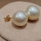 Clearance 12.5mm Genuine south sea pearls classic 14ct gold earrings studs