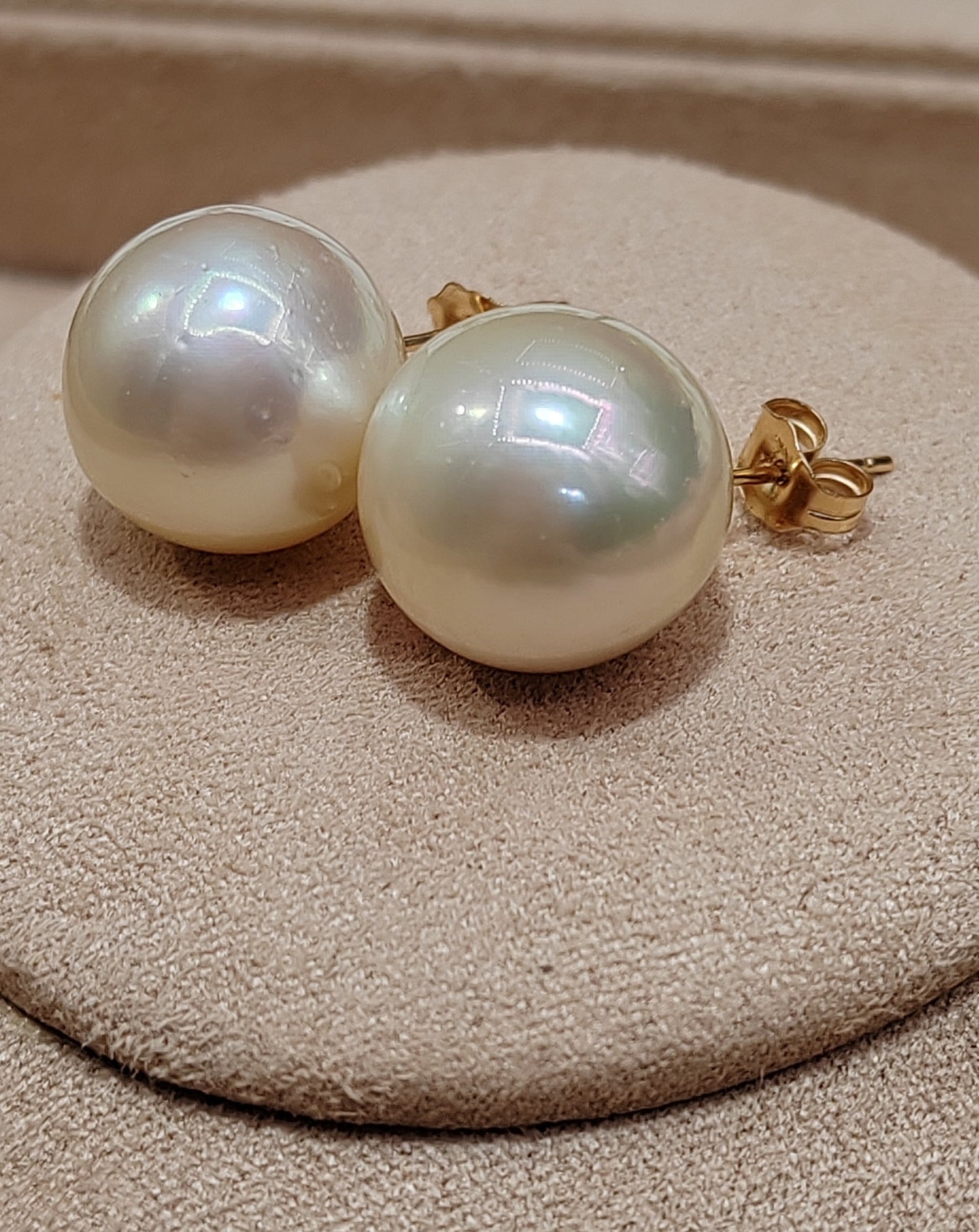 Clearance 12.5mm Genuine south sea pearls classic 14ct gold earrings studs