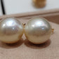 Clearance 12.5mm Genuine south sea pearls classic 14ct gold earrings studs