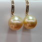 18ct gold diamond classic dangle earrings genuine golden south sea pearls 11.2mm AAA