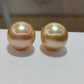 18ct gold diamond classic dangle earrings genuine golden south sea pearls 11.2mm AAA