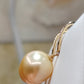 18ct gold diamond classic dangle earrings genuine golden south sea pearls 11.2mm AAA