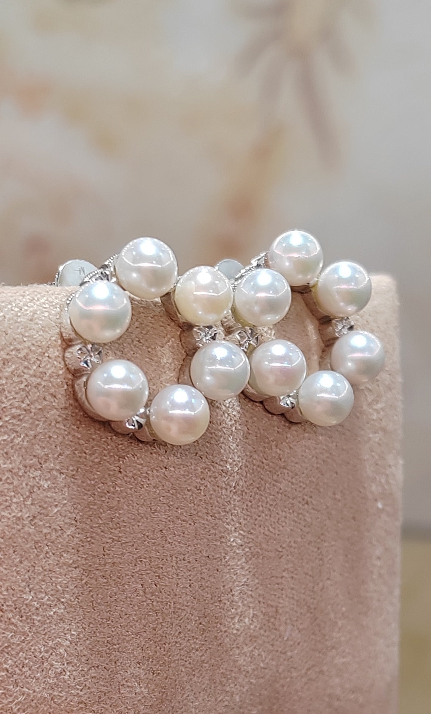 'Fairy wreath' 10ct white gold earrings genuine akoya round pearls 4.5mm