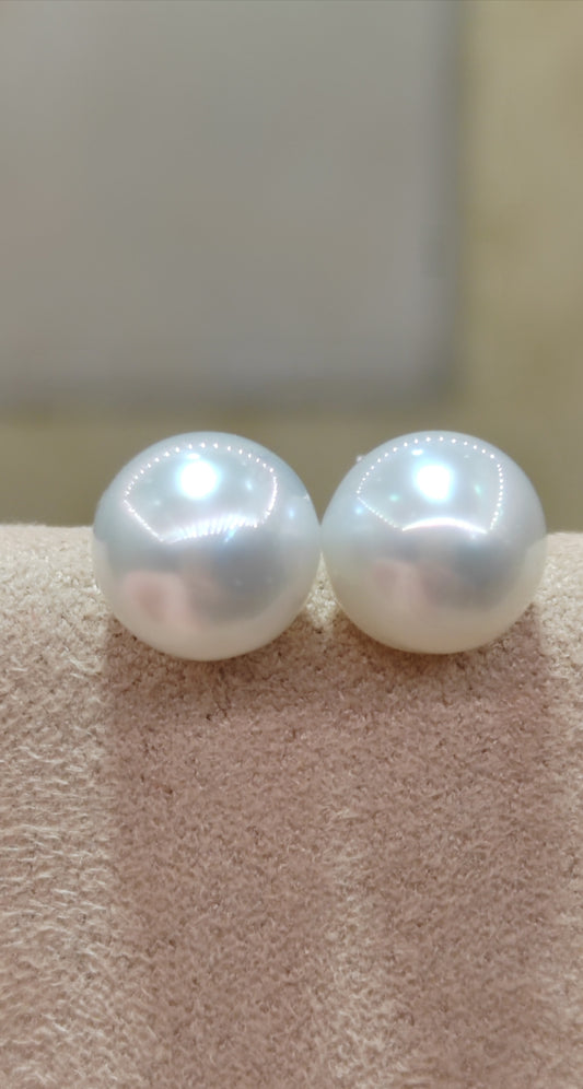 Clearance 💝8.2mm genuine south sea white pearls baroque earrings studs sterling silver