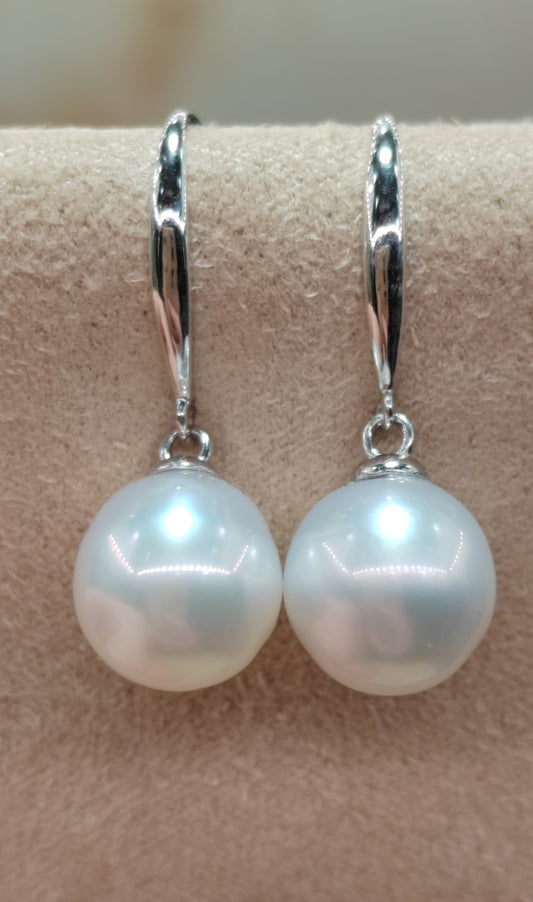 Clearance💝8.5mm Genuine south sea white pearls classic dangling earrings