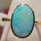 'The blue lake' 2.3ct Solid Australian Crystal opal Lightning ridge 14ct gold solitaire ring O1/2