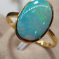 'The blue lake' 2.3ct Solid Australian Crystal opal Lightning ridge 14ct gold solitaire ring O1/2