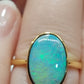 'The blue lake' 2.3ct Solid Australian Crystal opal Lightning ridge 14ct gold solitaire ring O1/2