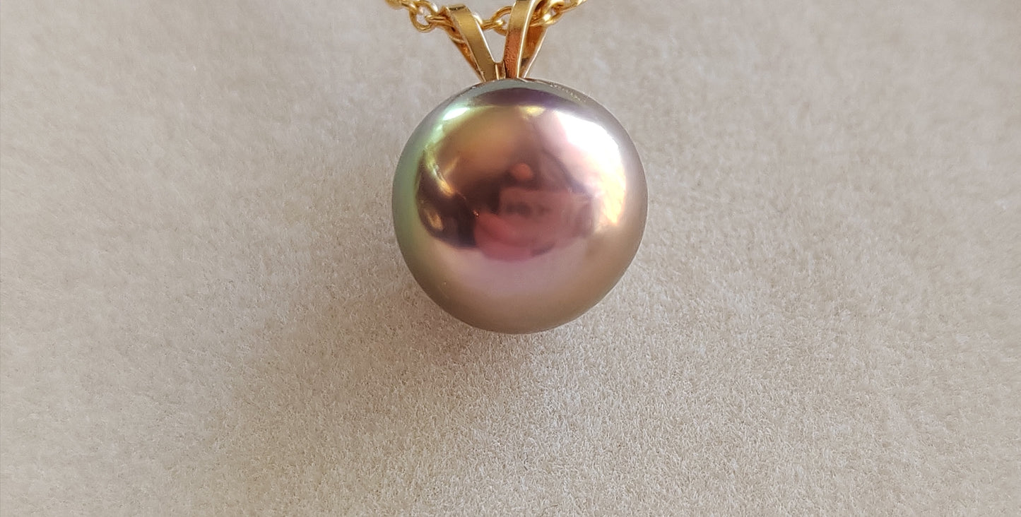 Clearance💝 18ct gold pendant genuine freshwater pearl 9.8mm