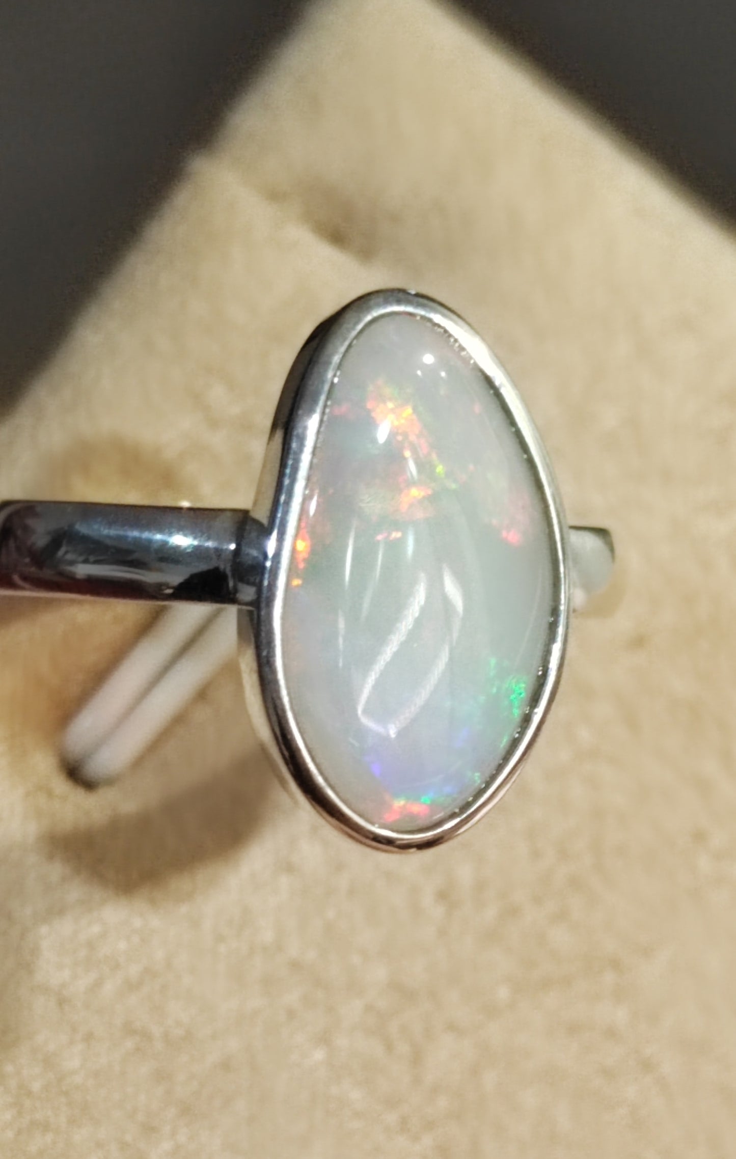 1.88ct Solid Australian Crystal opal sterling Silver cocktail ring size N